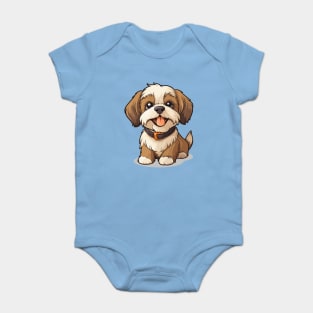 Cartoon Cute Kawaii Shih Tzu Dog Baby Bodysuit